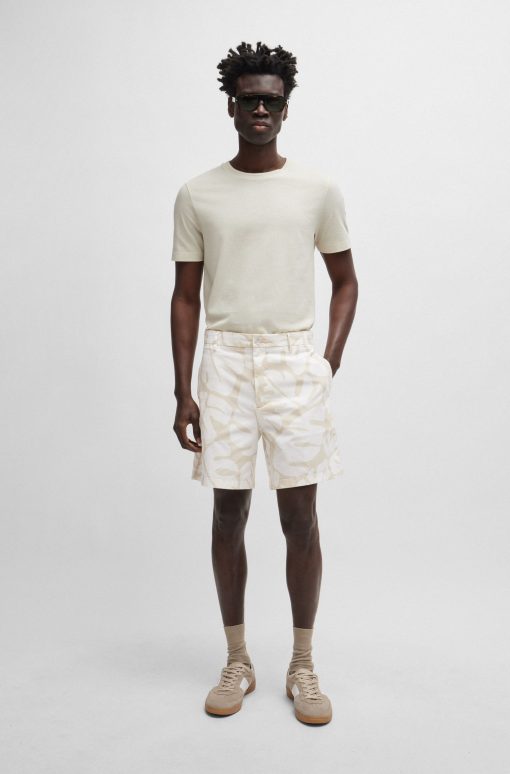 Hugo Boss Pants-Regular-fit shorts in printed stretch-cotton twill-hugo boss store - Image 2