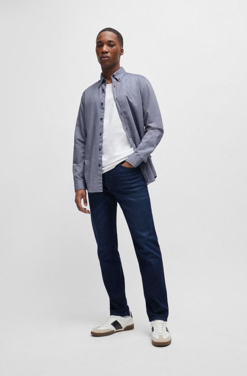 Hugo Boss Pants-Maine Regular-fit jeans in dark-blue comfort-stretch denim-hugo boss near me - Image 2