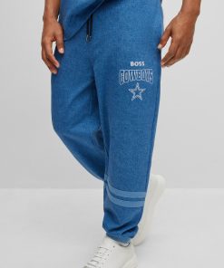 Hugo Boss Sweatshirts and Jogging Pants-BOSS x NFL oversize-fit tracksuit bottoms in denim-look cotton-hugo boss outlet 2