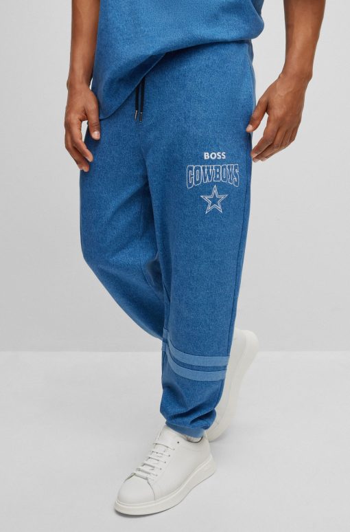 Hugo Boss Sweatshirts and Jogging Pants-BOSS x NFL oversize-fit tracksuit bottoms in denim-look cotton-hugo boss outlet - Image 2