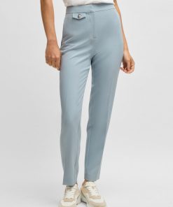 Hugo Boss Pants-Crease-front chinos in stretch satin-hugo boss store near me