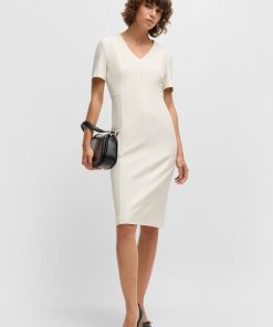 Hugo Boss Dresses-V-neck dress in stretch fabric-hugoboss