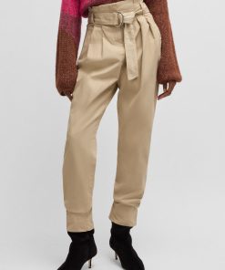 Hugo Boss-Paperbag trousers in stretch-cotton twill-boss near me