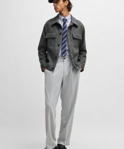 Hugo Boss Sport Coats-Regular-fit jacket with concealed closure and shirt collar-boss store near me 2