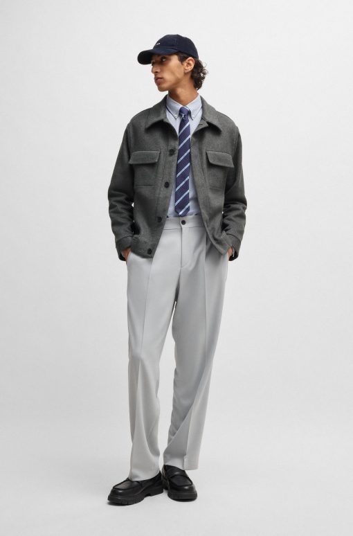 Hugo Boss Sport Coats-Regular-fit jacket with concealed closure and shirt collar-boss store near me - Image 2