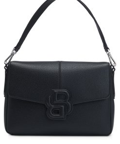 Hugo Boss Bags-Grained faux-leather saddle bag with Double B monogram-boss near me