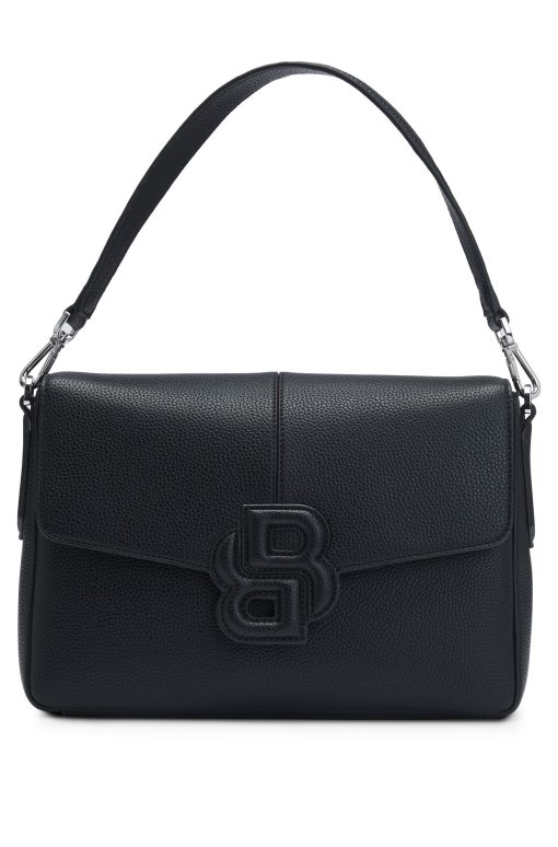 Hugo Boss Bags-Grained faux-leather saddle bag with Double B monogram-boss near me