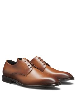 Hugo Boss Business Shoes-Leather Derby shoes with stitching details-boss store