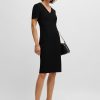 Hugo Boss Dresses-V-neck dress in stretch fabric-hugoboss 4