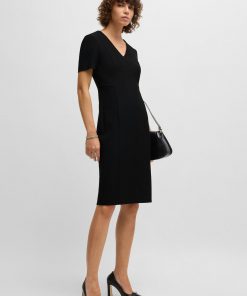 Hugo Boss Dresses-Slim-fit dress with full rear zip-hugo by hugo boss