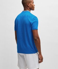 Hugo Boss Polo Shirts-BOSS x Matteo Berrettini polo shirt in monogram-mesh jacquard-boss near me 2