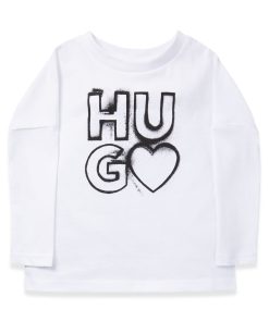 Hugo Boss-Kids’ long-sleeved T-shirt in cotton with logo artwork-hugo boss store near me