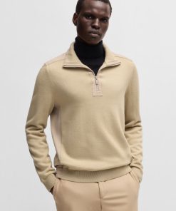 Hugo Boss Sweaters and Cardigans-Zip-neck sweater with softshell trims-boss store near me