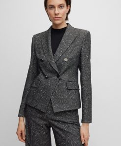 Hugo Boss Tailored Jackets-Slim-fit jacket in structured tweed-boss near me