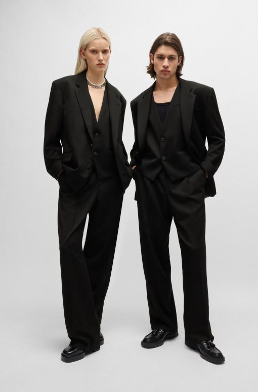 Hugo Boss Tailored Jackets-Oversize-fit all-gender waistcoat in stretch fabric-boss outlet - Image 2