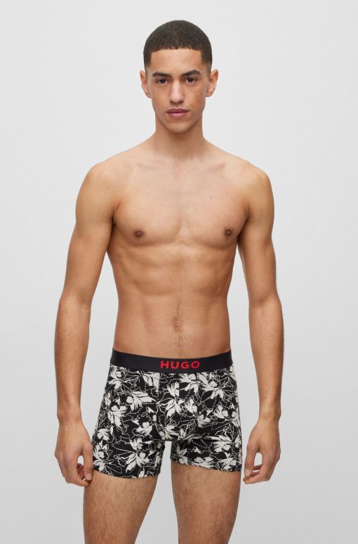 Hugo Boss Underwear-Two-pack of stretch-cotton boxer briefs with logo waistbands-boss near me - Image 2