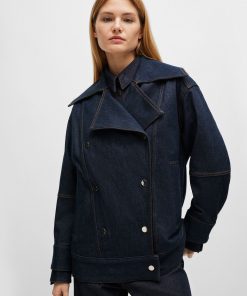 Hugo Boss-Relaxed-fit denim jacket with double-breasted closure-boss store near me