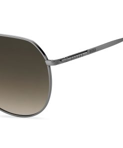 Hugo Boss Eyewear-Silver-tone sunglasses with Havana-acetate end-tips-hugo boss sale 2