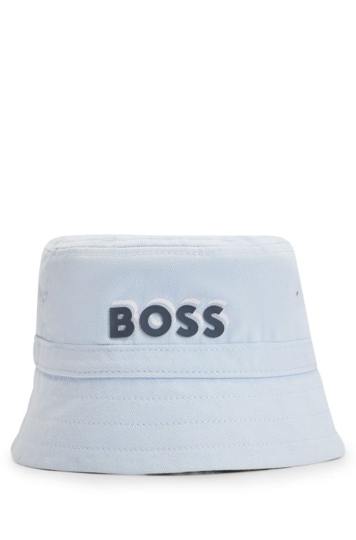 Hugo Boss-Baby bucket hat in cotton twill with logo print-hugo