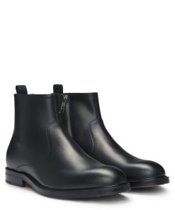 Hugo Boss Boots-Dressletic boots in burnished leather-hugo boss sale