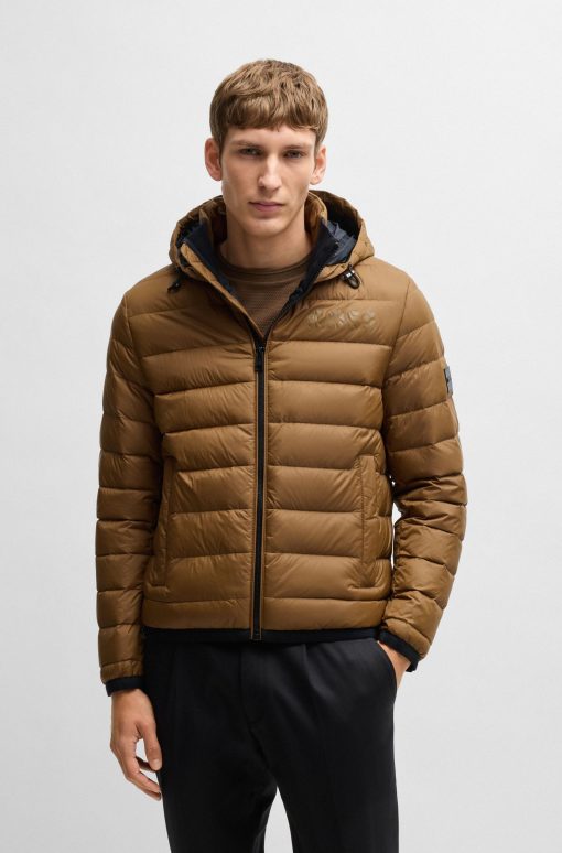 Hugo Boss Jackets and Coats-Water-repellent down jacket with tonal logo-boss near me