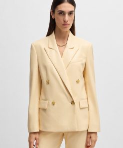 Hugo Boss Tailored Jackets-Regular-fit double-breasted blazer in faux leather-hugo boss store near me