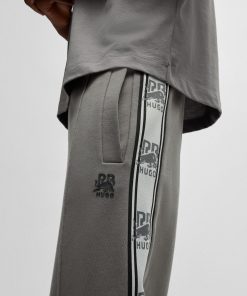 Hugo Boss Sweatshirts and Jogging Pants-HUGO x RB cotton-terry tracksuit bottoms with logo tape-boss outlet 2