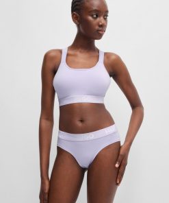 Hugo Boss Underwear, Pajamas, and Socks-Crossed-back bralette in stretch cotton with logo band-boss hugo 2