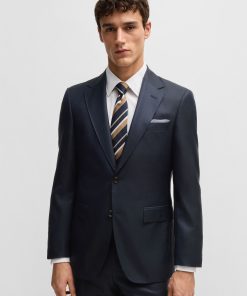 Hugo Boss Suits-Regular-fit suit in patterned wool and silk-hugo boss near me 2