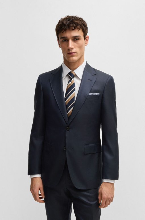 Hugo Boss Suits-Regular-fit suit in patterned wool and silk-hugo boss near me - Image 2