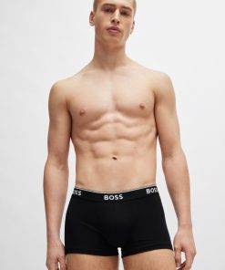 Hugo Boss Underwear-Three-pack of stretch-cotton trunks with logo waistbands-hugo boss outlet 2