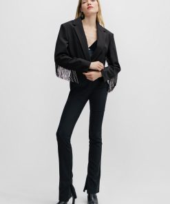 Hugo Boss Tailored Jackets-Cropped regular-fit jacket with fringe trims-hugo boss store 2