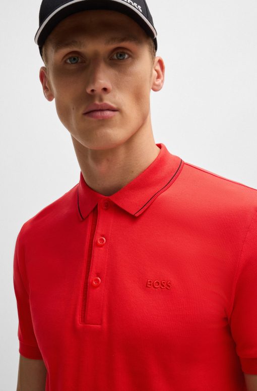 Hugo Boss Polo Shirts-Cotton-piqué slim-fit polo shirt with tonal logo-hugo boss outlet - Image 2