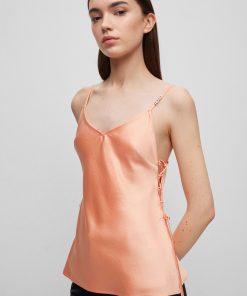 Hugo Boss Tops-Strappy camisole in satin with side laces-boss outlet