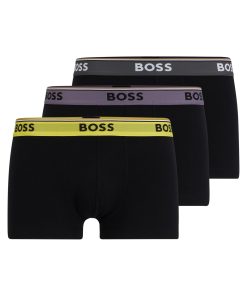 Hugo Boss Underwear-Three-pack of stretch-cotton trunks with logo waistbands-hugoboss