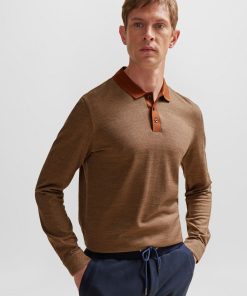 Hugo Boss Polo Shirts-Geometric-pattern polo shirt in cotton and wool-boss hugo