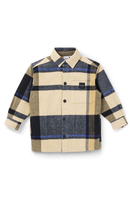 Hugo Boss-Kids' checked-cotton shirt with branded pocket-hugo boss near me