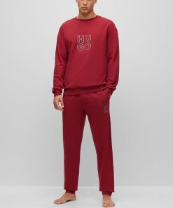 Hugo Boss Sweatshirts and Jogging Pants-Cotton-terry tracksuit bottoms with metallic-effect logo-boss store 2