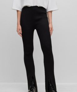 Hugo Boss-Ribbed-crepe regular-fit trousers with slit hems-boss outlet