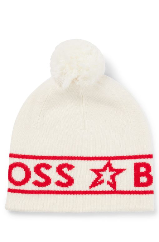 Hugo Boss-BOSS x Perfect Moment wool beanie hat with logo intarsia-hugo boss store near me