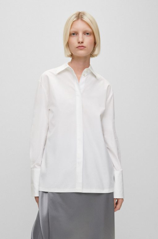 Hugo Boss Blouses-Straight-fit cotton-poplin shirt-hugo by hugo boss