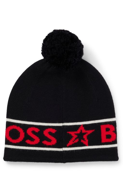 Hugo Boss-BOSS x Perfect Moment wool beanie hat with logo intarsia-boss store