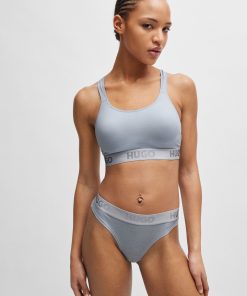 Hugo Boss Underwear, Pajamas, and Socks-Crossed-back bralette in stretch cotton with logo band-hugo boss store 2