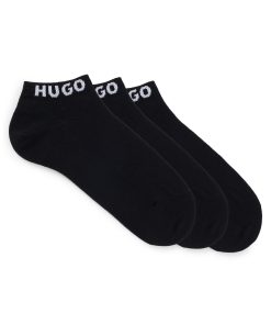 Hugo Boss Underwear, Pajamas, and Socks-Three-pack of ankle socks with logo cuffs-hugo boss store