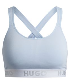 Hugo Boss Underwear, Pajamas, and Socks-Crossed-back bralette in stretch cotton with logo band-hugo boss store