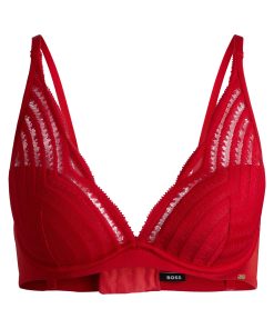 Hugo Boss Underwear, Pajamas, and Socks-Underwired bra with padded cups and lace detailing-hugo boss sale