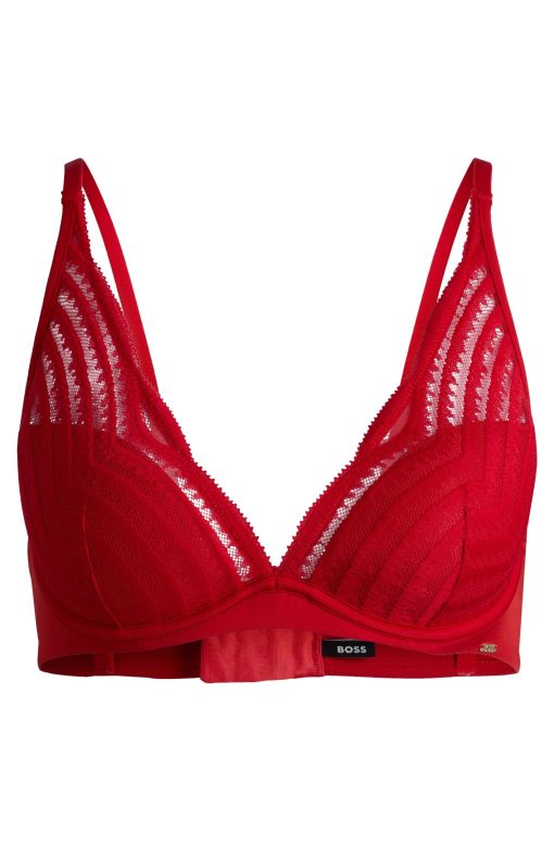 Hugo Boss Underwear, Pajamas, and Socks-Underwired bra with padded cups and lace detailing-hugo boss sale