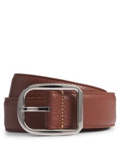 Hugo Boss Belts-Italian-leather belt with rounded pin buckle-hugo boss outlet