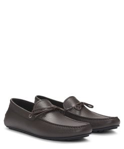 Hugo Boss Casual Shoes-Grained-leather moccasins with driver sole-boss outlet