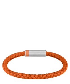 Hugo Boss Cufflinks and Jewelry-Orange braided-leather cuff with magnetic logo closure-hugo boss near me 2